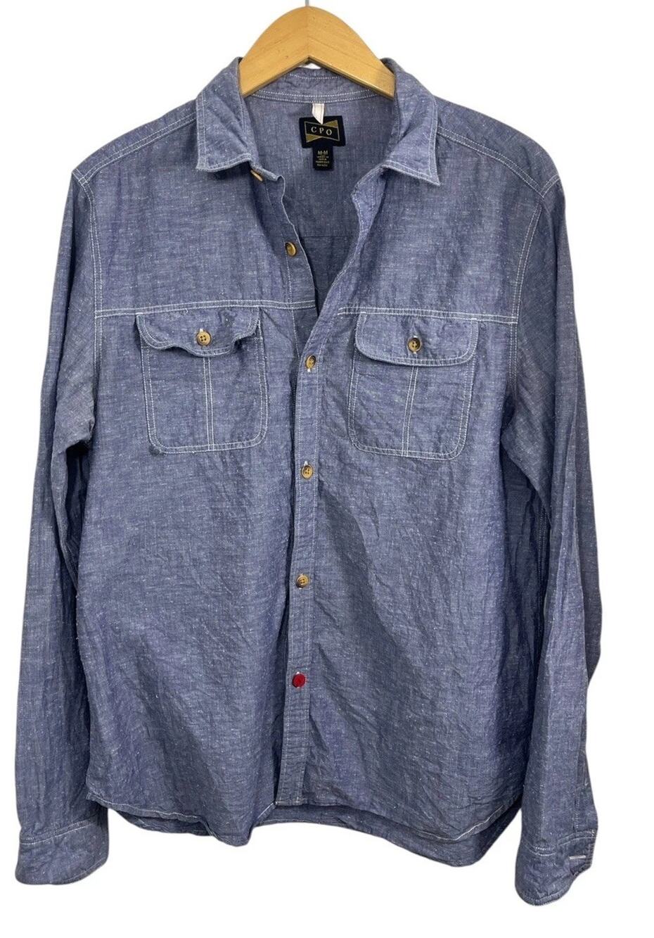 CPO Provisions Denim Chambray Button Down Slim Fit Shirt Men's Shipmen Supply M